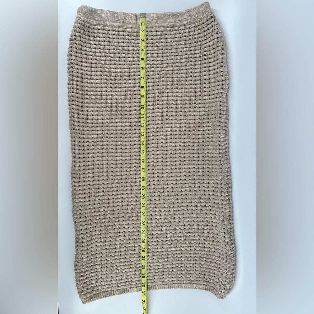 NWT Gianni Bini Tan Crochet Edie Skirt Set Halter Top Natural Midi Skirt L Large - Picture 12 of 15